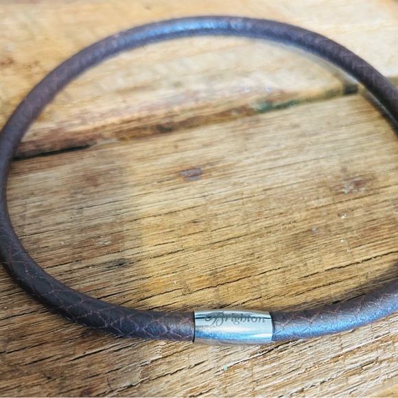 BRIGHTON BROWN BRAIDED LEATHER AND STERLING SILVER CHOKER/necklace to afix charm - Picture 5 of 5